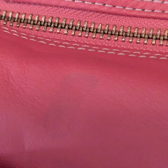 Coach Madison Sabrina Signature Pink Satchel with Red Patent Leather Trim. - Picture 14 of 16